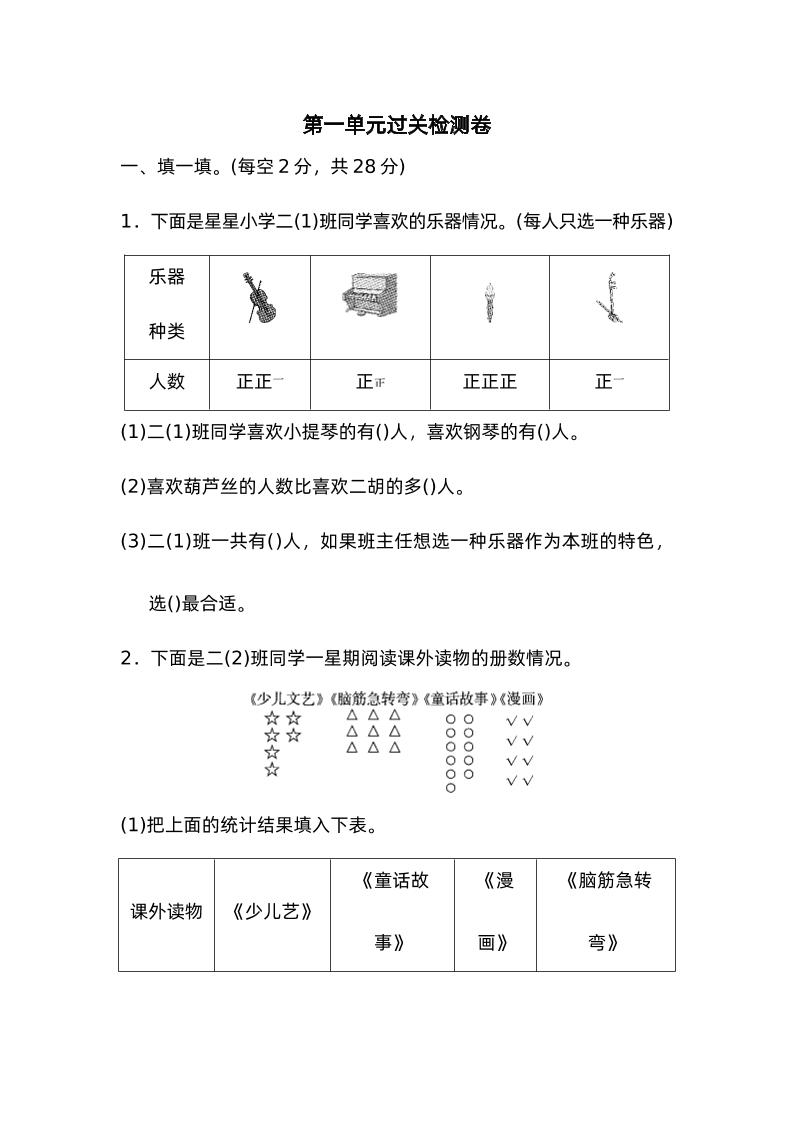 二下数学人教第一单元过关检测卷-教辅资料