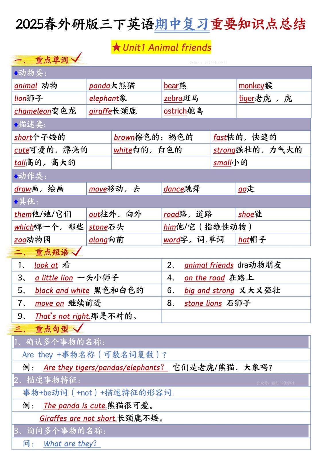 三下英语外研期中知识清单1-教辅资料